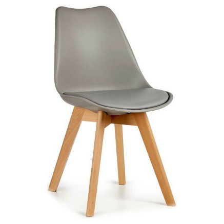 Keukenstoel Grijs Lichtbruin Hout Plastic (48 x 43 x 82 cm)