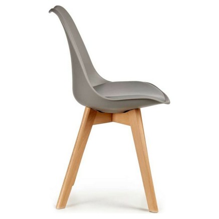 Sedia da Sala da Pranzo Grigio Marrone Chiaro Legno Plastica (48 x 43 2