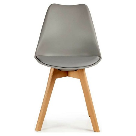Silla de Comedor Gris Marrón claro Madera Plástico (48 x 43 x 82 cm)