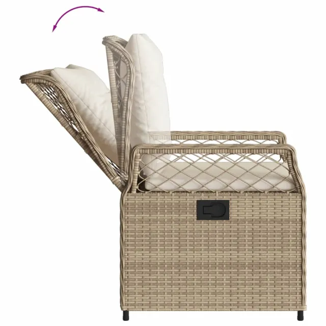 Ensemble à manger de jardin et coussins 9 pcs beige Poly rotin