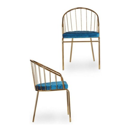 Chaise Doré Bleu Barres 51 x 81 x 52 cm 2