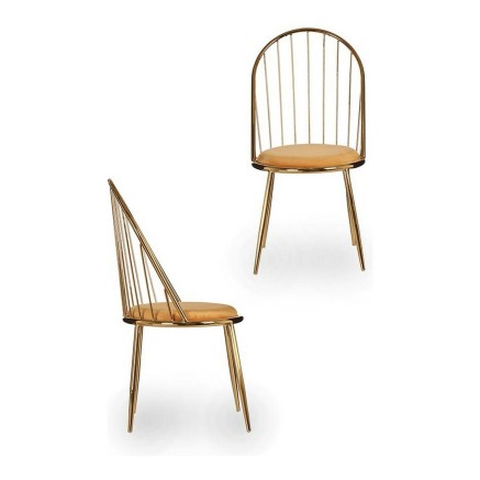 Chaise Gift Decor 036 A 036 A Doré Moutarde Polyester Fer 48 x 95,5 x 2