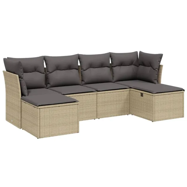 Salon de jardin avec coussins 6pcs mélange beige résine tressée