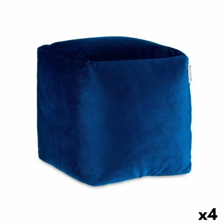 Puff Gift Decor QUADRADO-AZUL QUADRADO-AZUL Blau polystyrol Samt (4 St