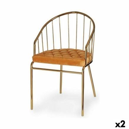 Stoel Gift Decor 019 A 019 A Gouden Mosterd Polyester Ijzer 51 x 81 x