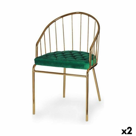Silla Gift Decor 019 D 019 D Verde Dorado Poliéster Hierro 51 x 81 x