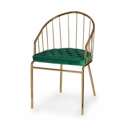 Sedia Gift Decor 019 D 019 D Verde Dorato Poliestere Ferro 51 x 81 x 5 2