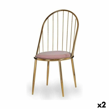Stuhl Gift Decor 036 B 036 B Rosa Gold Polyester Eisen 48 x 95,5 x 48