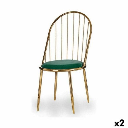 Chair Gift Decor 036 D 036 D Green Golden Polyester Iron 48 x 95,5 x 4