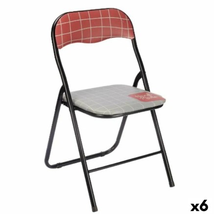 Silla Plegable Gift Decor 70946 Hand Made Marrón Negro Gris Teja 43 x