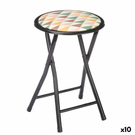 Sgabello Pieghevole Gift Decor 70950 Geometric Nero PVC Metallo 30 x 3