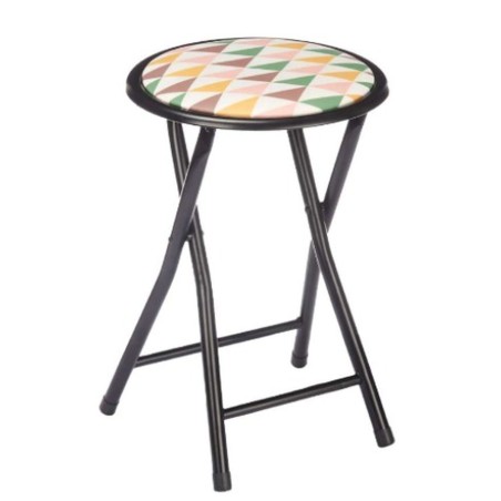 Sgabello Pieghevole Gift Decor 70950 Geometric Nero PVC Metallo 30 x 3