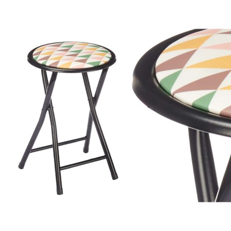 Sgabello Pieghevole Gift Decor 70950 Geometric Nero PVC Metallo 30 x 3