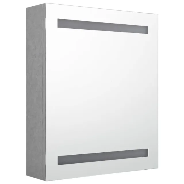 Armoire de salle de bain à miroir LED Gris béton 50x14x60 cm