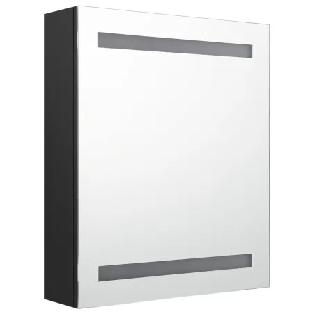 Armoire de salle de bain à miroir LED noir 50x14x60 cm