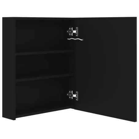 Armoire de salle de bain à miroir LED noir 50x14x60 cm