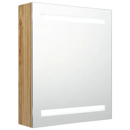 Armoire de salle de bain à miroir LED chêne 50x14x60 cm 2