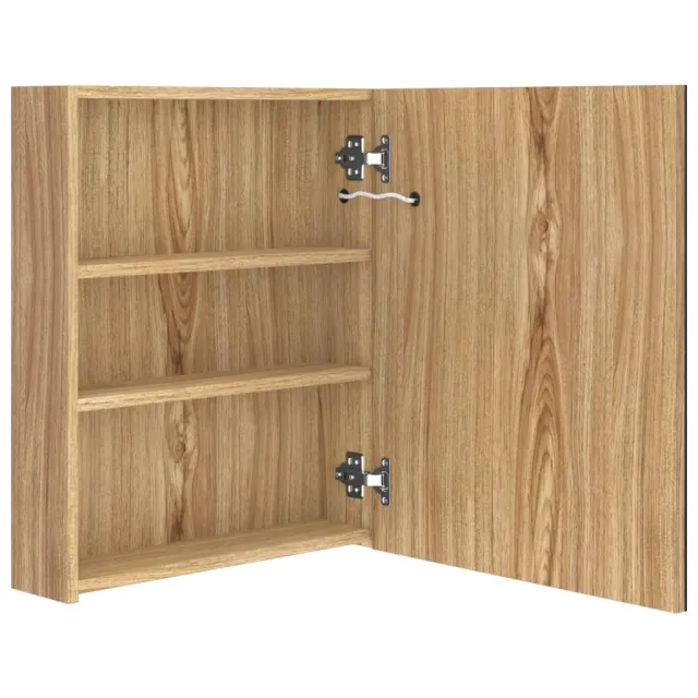 Armoire de salle de bain à miroir LED chêne 50x14x60 cm