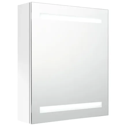 Armoire de salle de bain à miroir LED blanc brillant 50x14x60cm 2