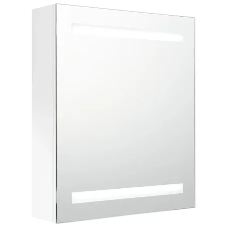 Armoire de salle de bain à miroir LED blanc brillant 50x14x60cm