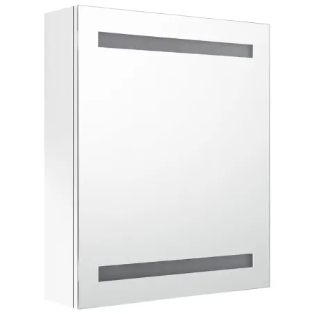 Armoire de salle de bain à miroir LED blanc brillant 50x14x60cm