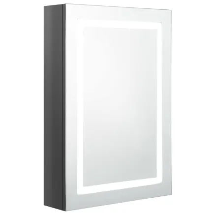 Armoire de salle de bain à miroir LED gris brillant 50x13x70 cm 2