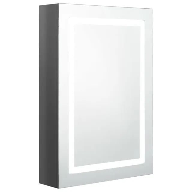 Armoire de salle de bain à miroir LED gris brillant 50x13x70 cm