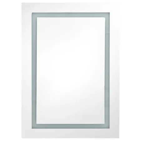 Armoire de salle de bain à miroir LED gris brillant 50x13x70 cm