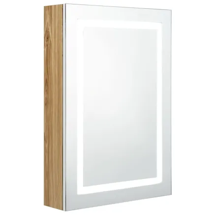 Armoire de salle de bain à miroir LED blanc et chêne 50x13x70cm 2