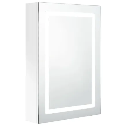 Armoire de salle de bain à miroir LED Blanc brillant 50x13x70cm 2