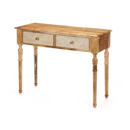 Zijtafel met 2 lades Gift Decor 33 33 Wit Bruin 98 x 77 x 42 cm Lakens