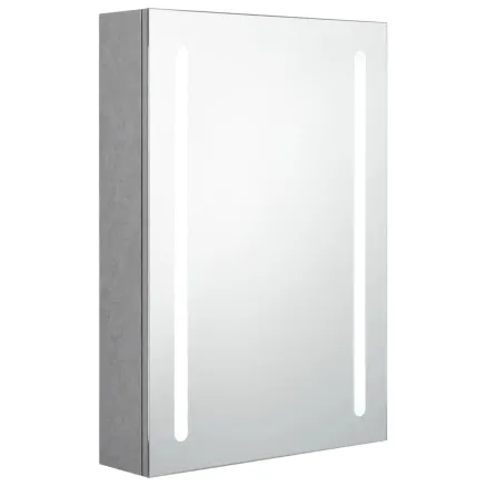 Armoire de salle de bain à miroir LED gris béton 50x13x70 cm 2
