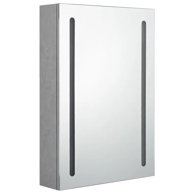 Armoire de salle de bain à miroir LED gris béton 50x13x70 cm