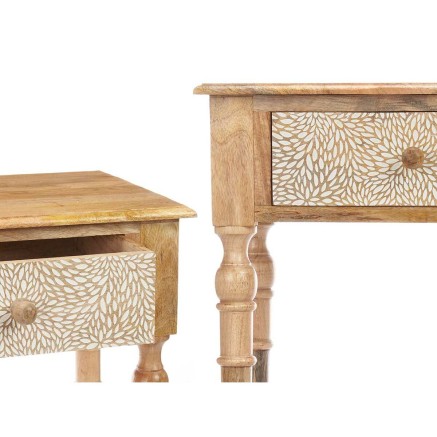 Zijtafel met 2 lades Gift Decor 33 33 Wit Bruin 98 x 77 x 42 cm Lakens 2