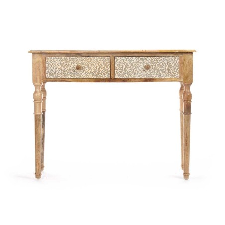 Zijtafel met 2 lades Gift Decor 33 33 Wit Bruin 98 x 77 x 42 cm Lakens