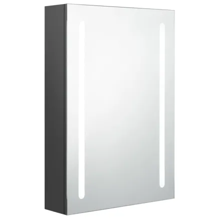 Armoire de salle de bain à miroir LED gris 50x13x70 cm 2