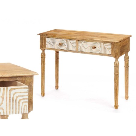 Recibidor con 2 Cajones Gift Decor 34 34 Blanco Marrón 98 x 77 x 42 c