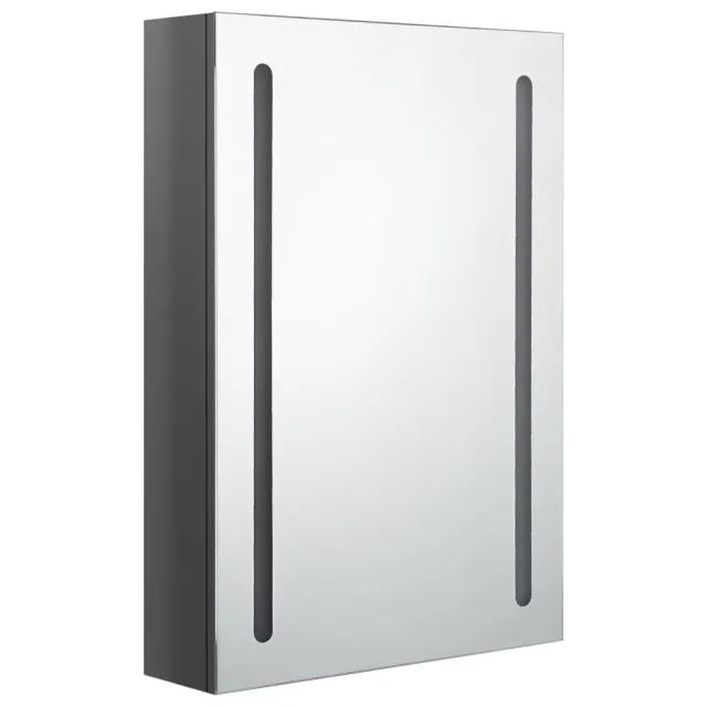 Armoire de salle de bain à miroir LED gris brillant 50x13x70 cm