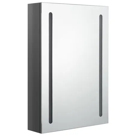 Armoire de salle de bain à miroir LED gris brillant 50x13x70 cm