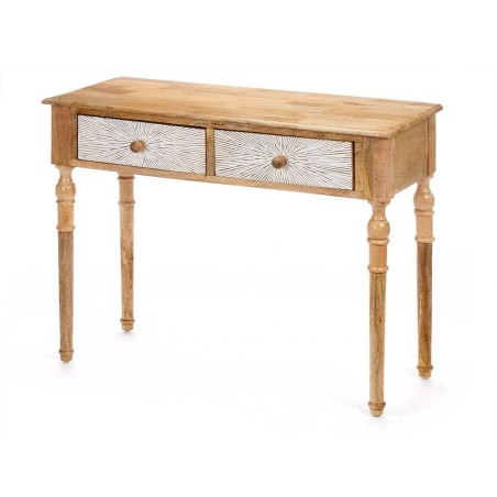 Meuble d'Entrée avec 2 Tiroirs Gift Decor 35 35 Blanc Marron 98 x 77