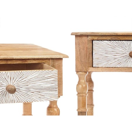 Meuble d'Entrée avec 2 Tiroirs Gift Decor 35 35 Blanc Marron 98 x 77