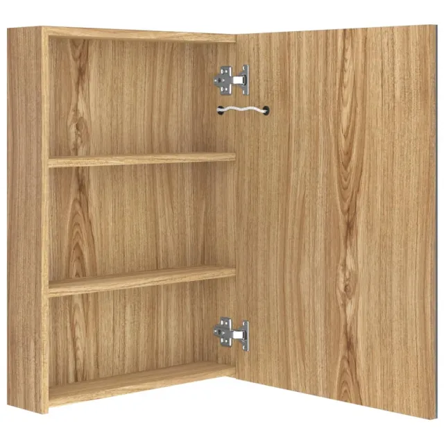 Armoire de salle de bain à miroir LED Chêne 50x13x70 cm