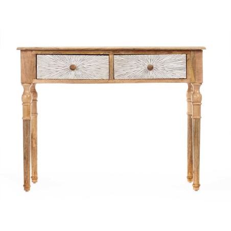 Meuble d'Entrée avec 2 Tiroirs Gift Decor 35 35 Blanc Marron 98 x 77