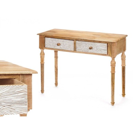Meuble d'Entrée avec 2 Tiroirs Gift Decor 35 35 Blanc Marron 98 x 77
