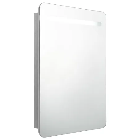 Armoire de salle de bain à miroir LED gris béton 60x11x80 cm