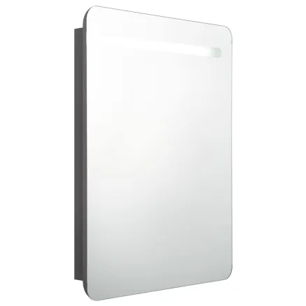 Armoire de salle de bain à miroir LED gris 60x11x80 cm 2