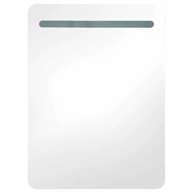 Armoire de salle de bain à miroir LED gris brillant 60x11x80 cm