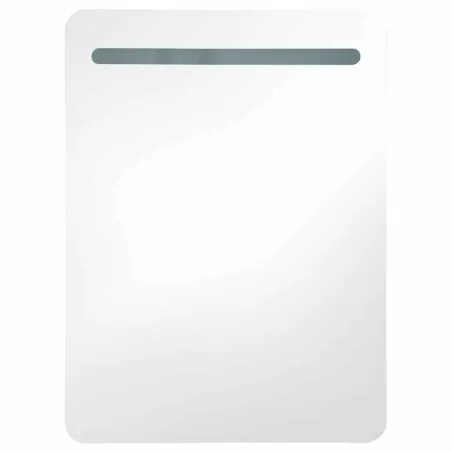 Armoire de salle de bain à miroir LED gris brillant 60x11x80 cm