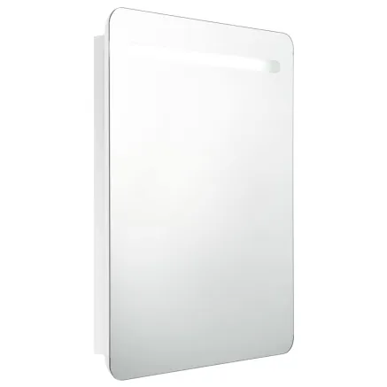 Armoire de salle de bain à miroir LED Blanc brillant 60x11x80cm 2