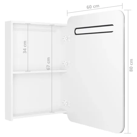 Armoire de salle de bain à miroir LED Blanc brillant 60x11x80cm